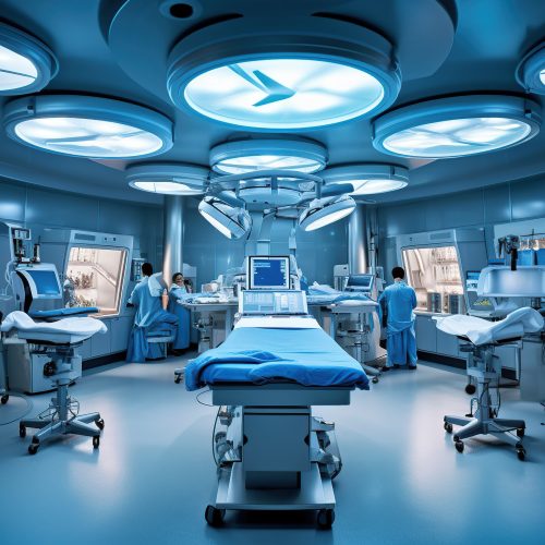 Interior view of operating room Generative AI